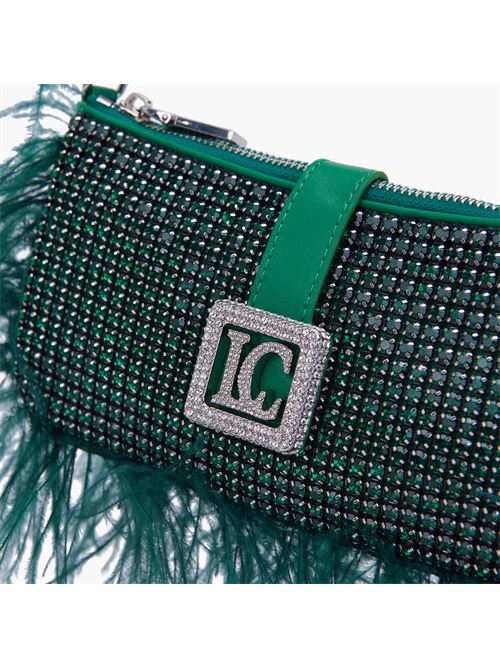 mini borsa con strass e piume night ed. La carrie | 132M-KM-512-WSP/GREGREEN